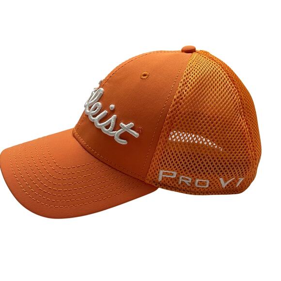 Titleist Pro V1 FJ Orange Fitted Stretch Golf Hat Cap Size Small-Medium - Picture 3 of 8